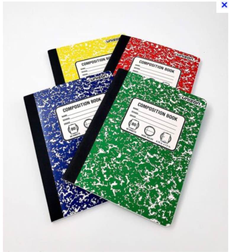 Unison Composition Notebook 4Pk Wide Ruled - 9.75" x 7.5" - 80 pages 