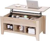 VIVOHOME Lift Top Coffee Table, Dining Table with Hidden and 3 Open Storage Compartment, Suitable for Living Room, Office, Small Apartment, Light Brown