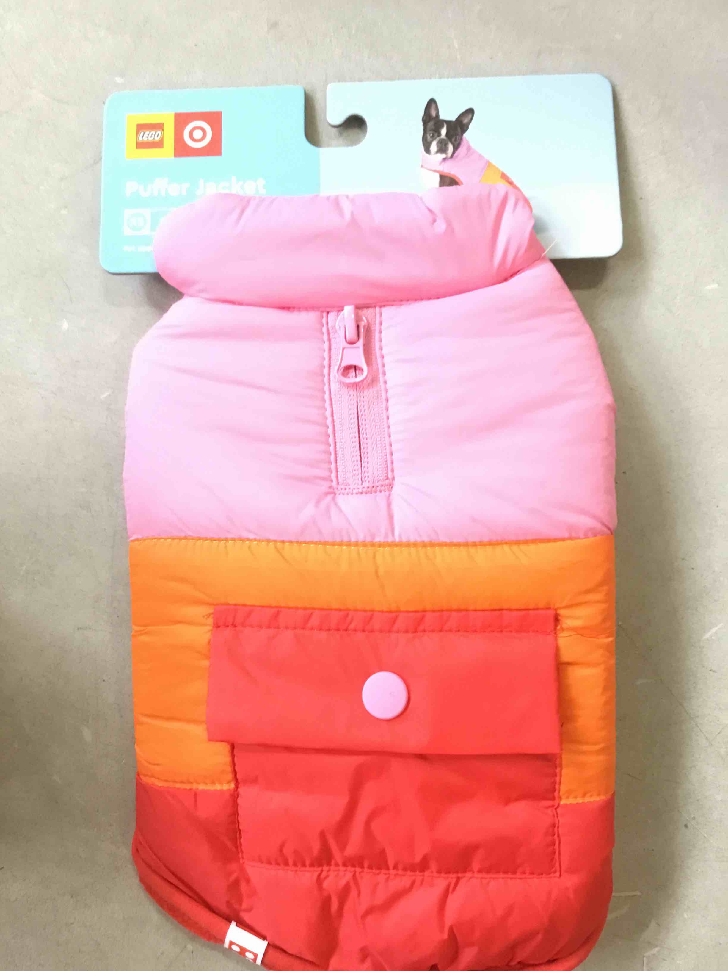Dog and Cat Color Block Puffer - teal, green, black - XS - LEGO Collection 