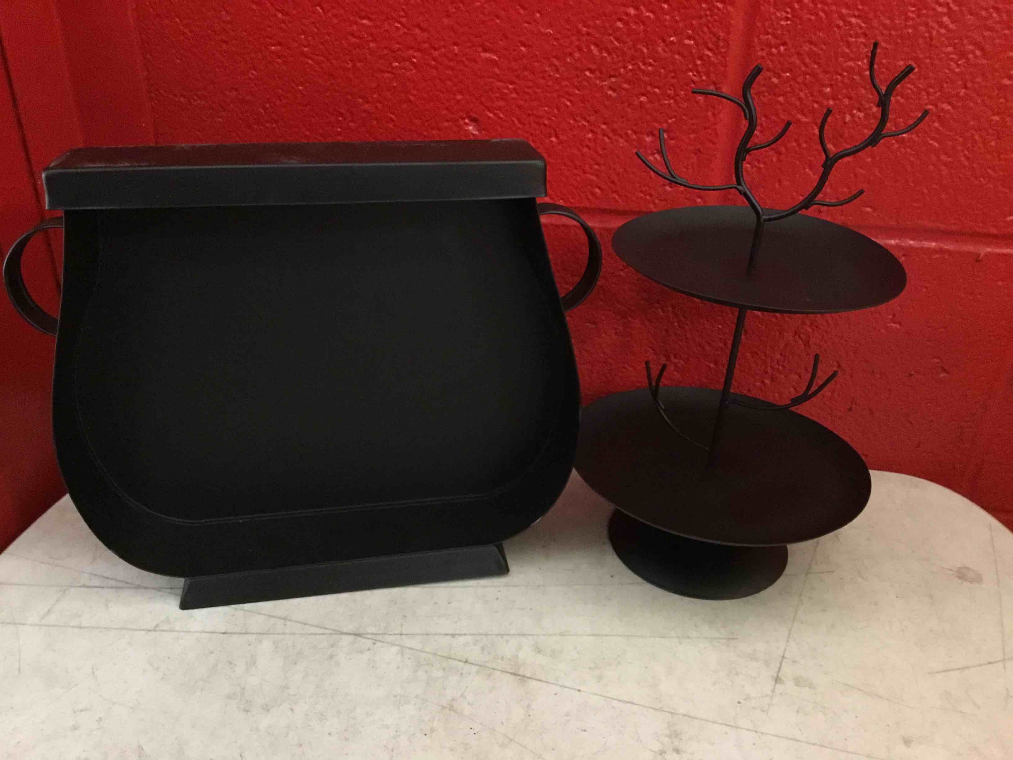 Two Tier Cupcake Display And Spooky cauldron shelf 