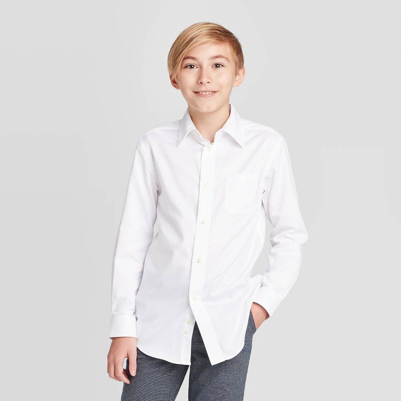 Size Medium Boys' Button Down Shirt - Cat & Jack White 