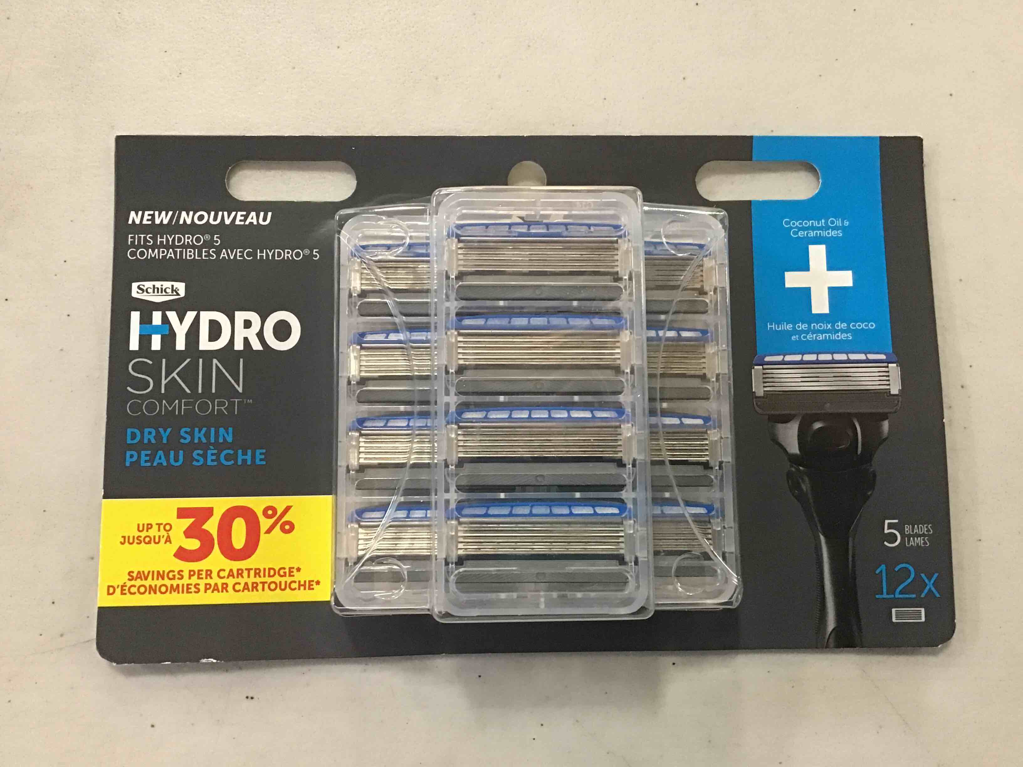 Schick Hydro 5-Blade Skin Comfort Dry Skin Men s Razor Blade Refill  12 Ct  Mens Razor  Specially Formulated For Dry Skin