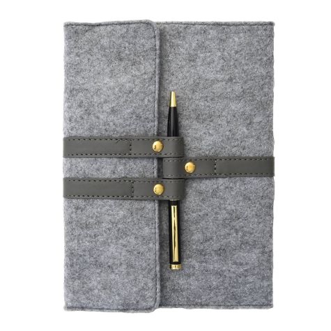Fabric Snap Closure Lined Journal Gray