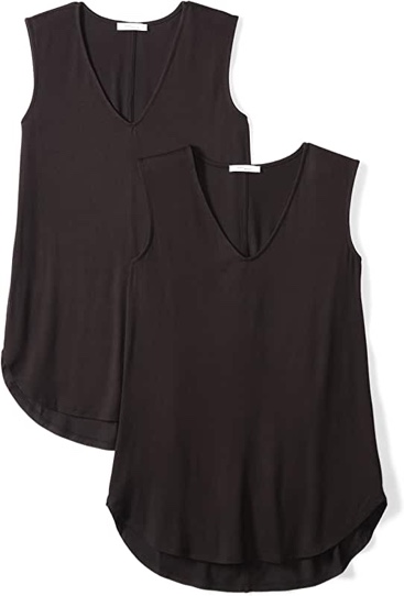 Large—Amazon Essentials Women's Jersey Standard-Fit V-Neck Tank Top (Previously Daily Ritual), Pack of 2