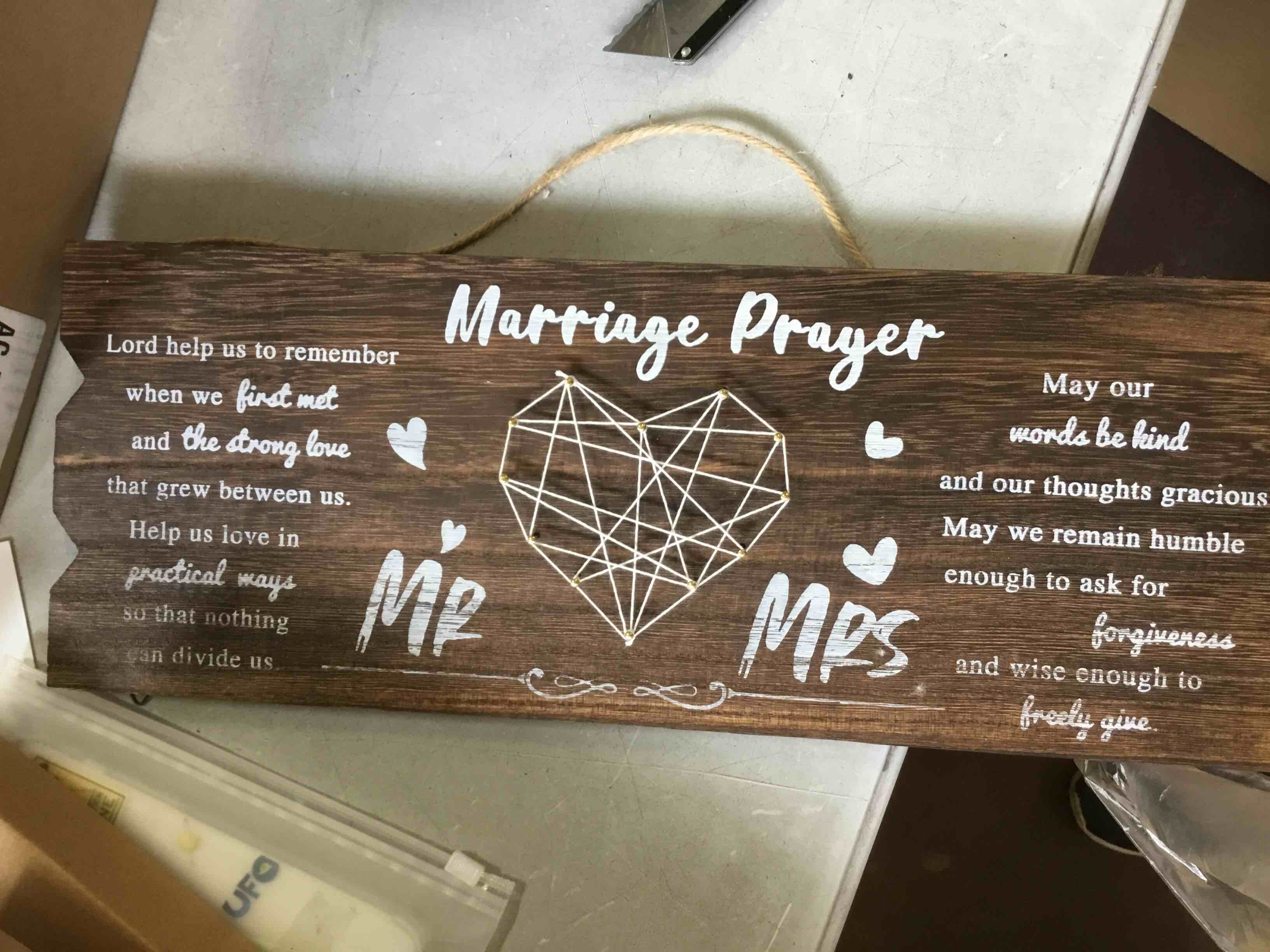 KOILLUXU Marriage Prayer Rustic Wood Sign - Picture Frame Wedding Gifts for Couples, Engagement Gifts Picture Frame, Anniversary Newlywed Gifts, Christian Decor Inspiring Marriage Picture Frame.