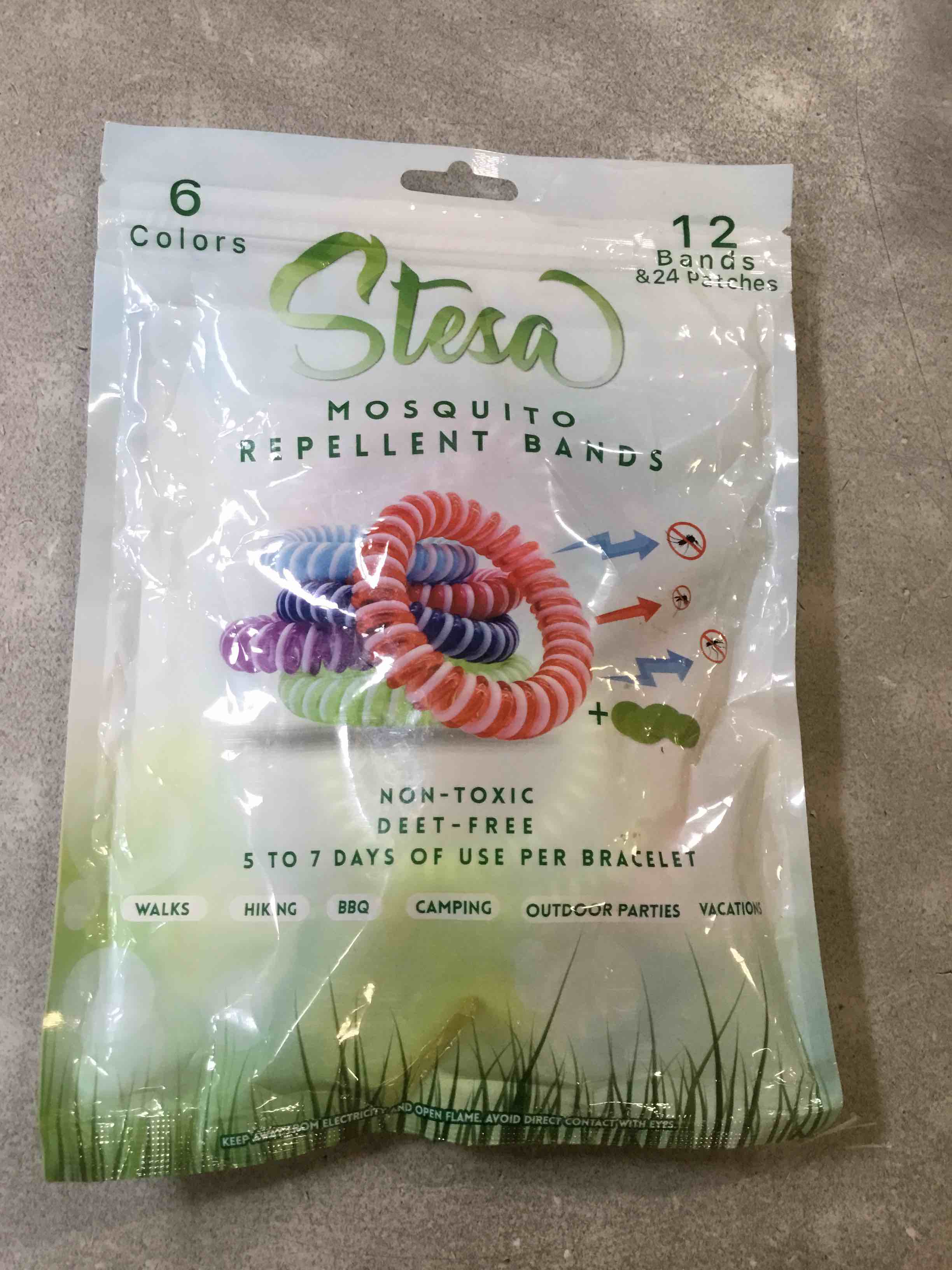 Stesa Mosquito Repellent Bands (12) And (24) Patches. Non-toxic / Deet Free 6 colors 