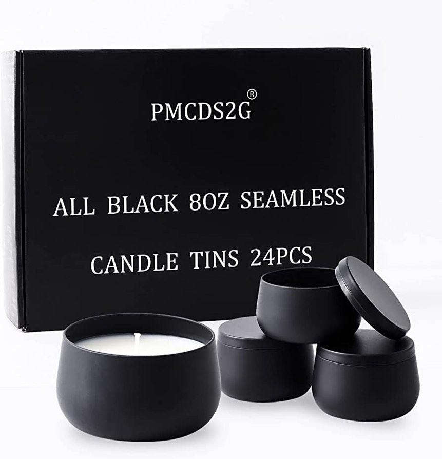 Black 8oz Candle Tins