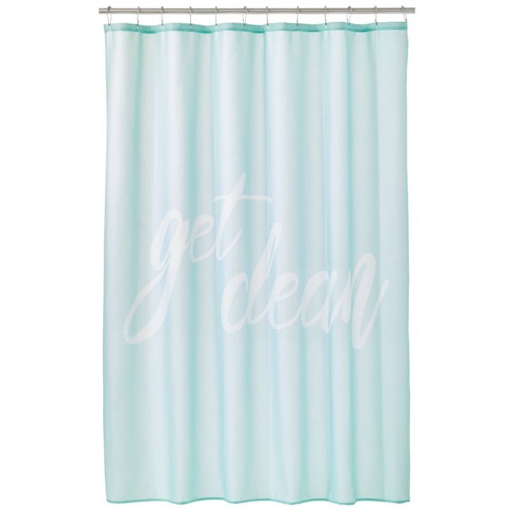 mDesign Get Clean Print - Fabric Shower Curtain, 72" x 72" - White/Mint Green