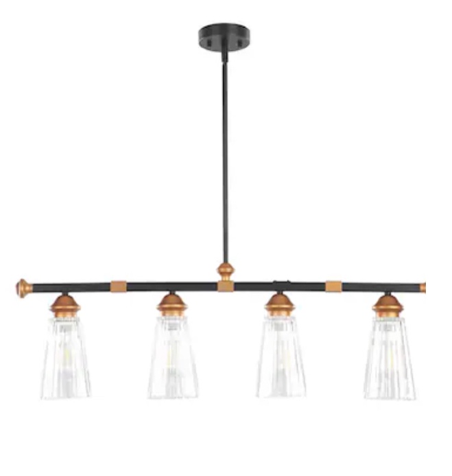 Tribesigns Iris 4-Light Gold + Black Modern/Contemporary Linear Kitchen Island Light