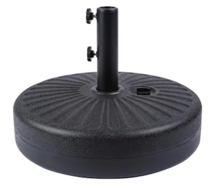 20 in. Round Hard Plastic Free Standing Umbrella Base, Black