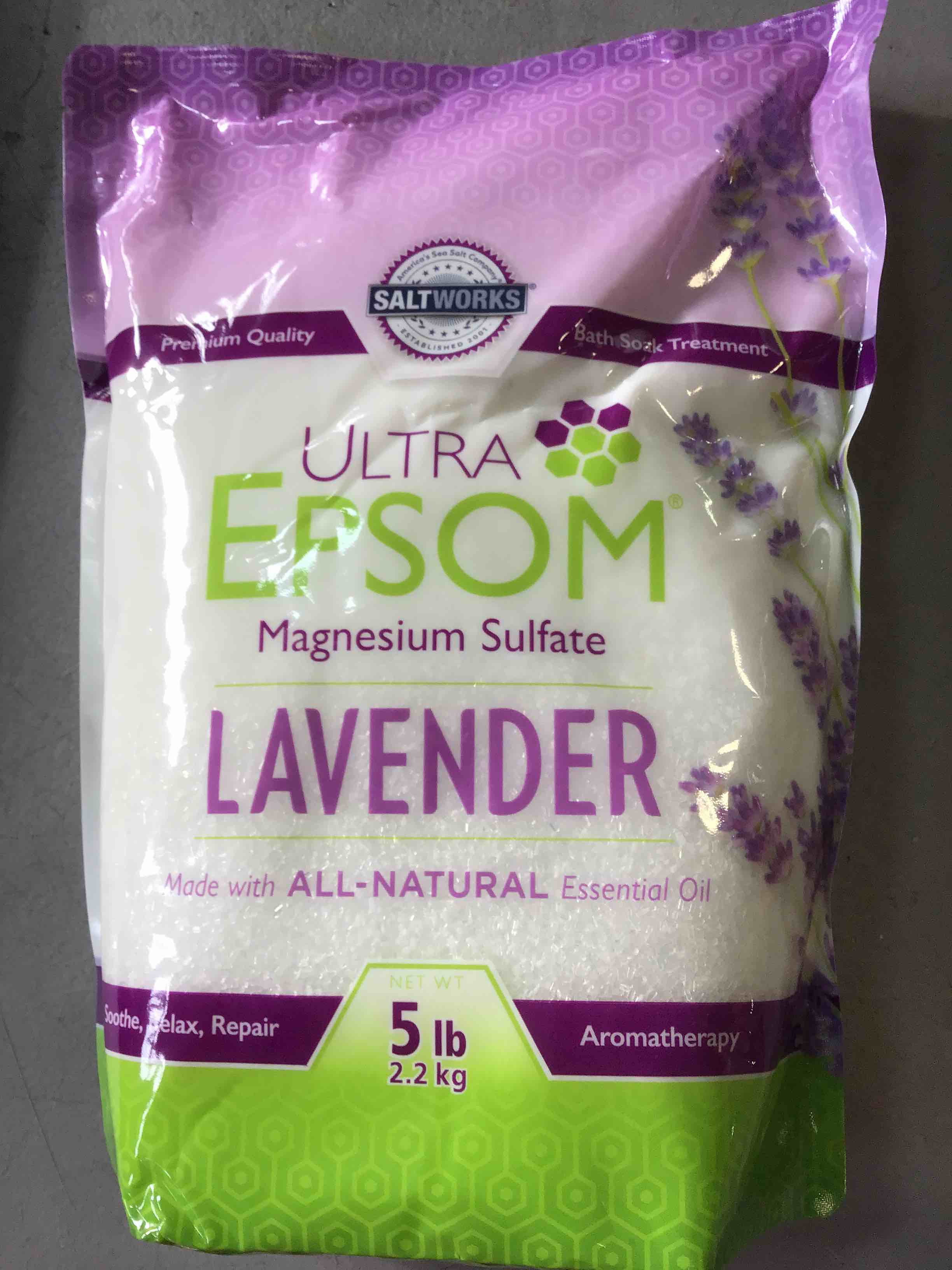 Ultra Epsom HG2475689 5 lbs Epson Salt Lavender Essential Oil