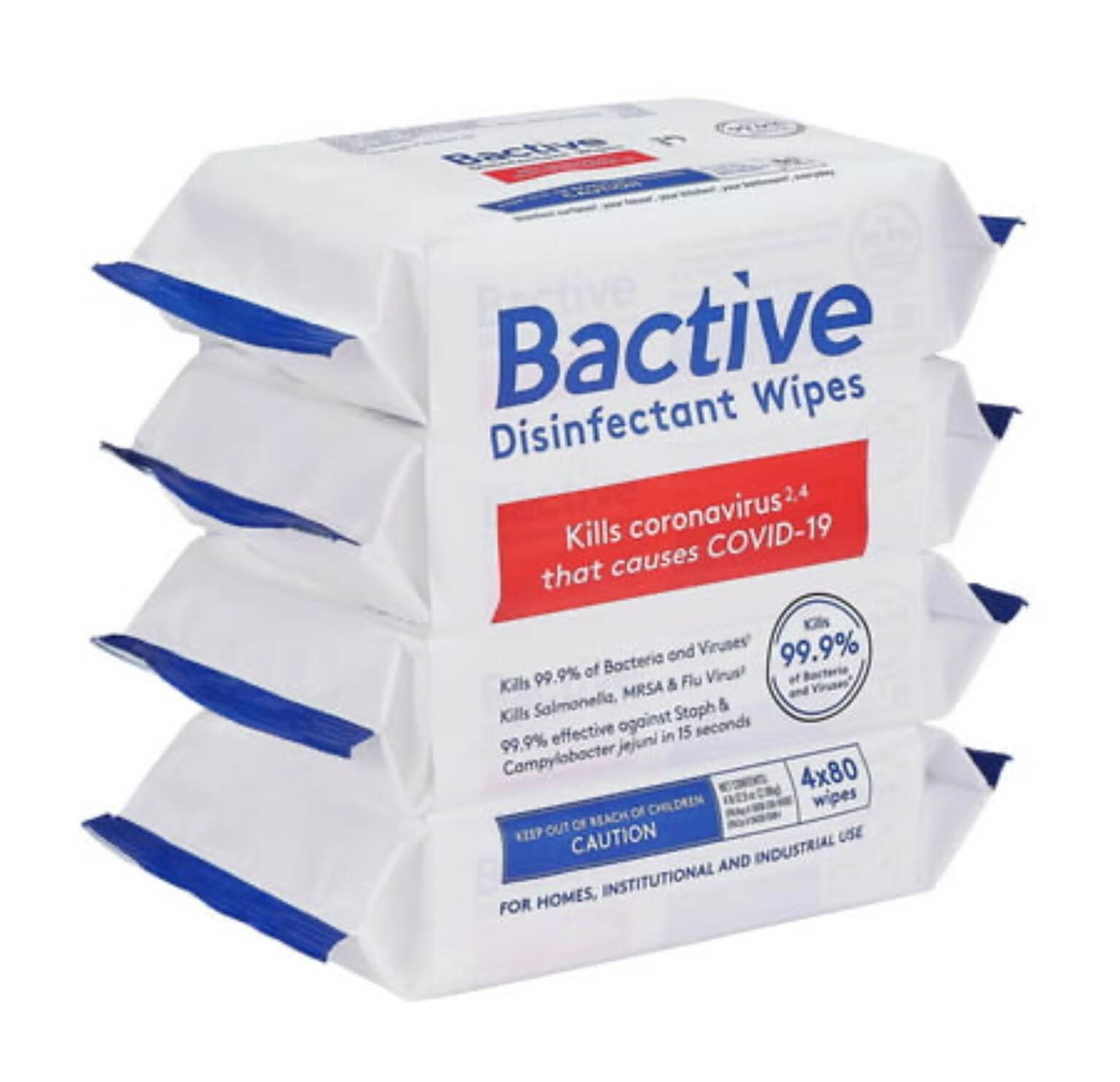 Bactive Disinfectant Wipes, 80 Count in 1 Pack (Pack of 12)