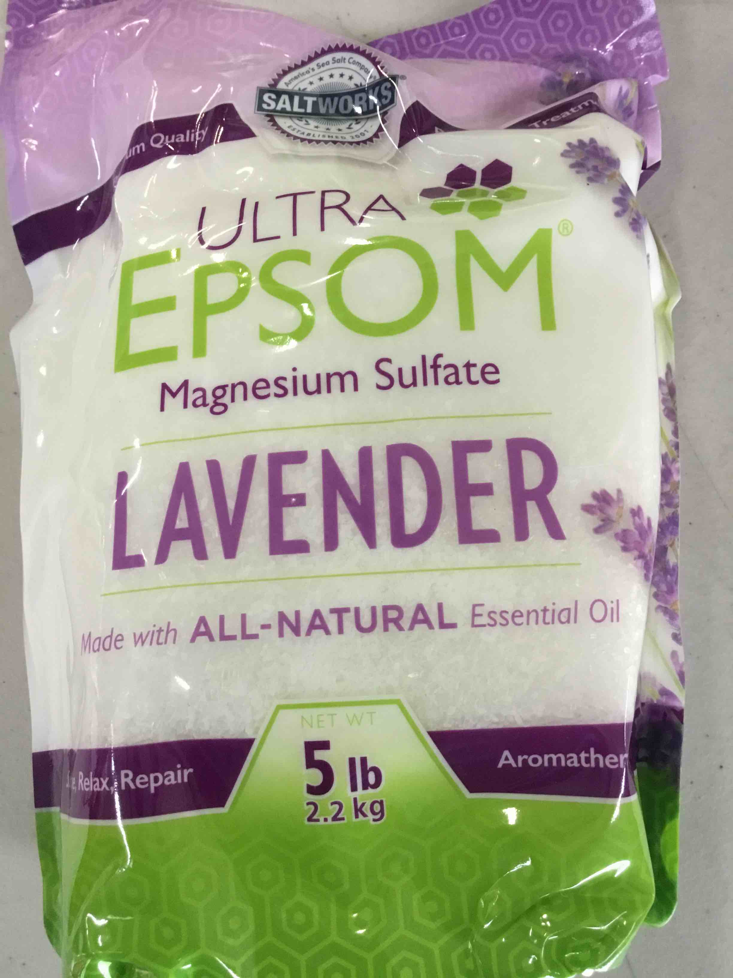 Ultra Epsom HG2475689 5 lbs Epson Salt Lavender Essential Oil