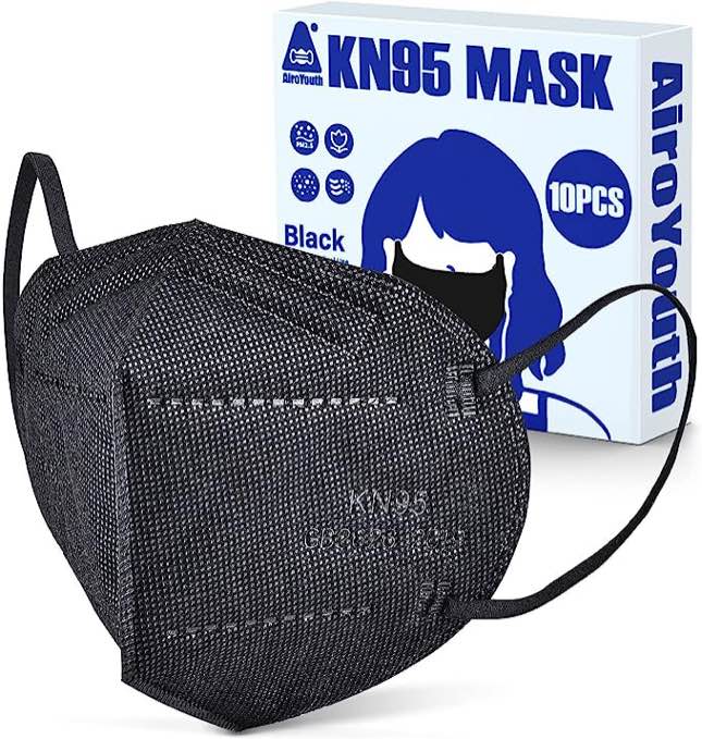 AiroYouth KN95 Face Masks 40 pcs, Breathable KN95 Face Mask with 5-layer 95% Filtration, Elastic Ear Loops & Nose Clip