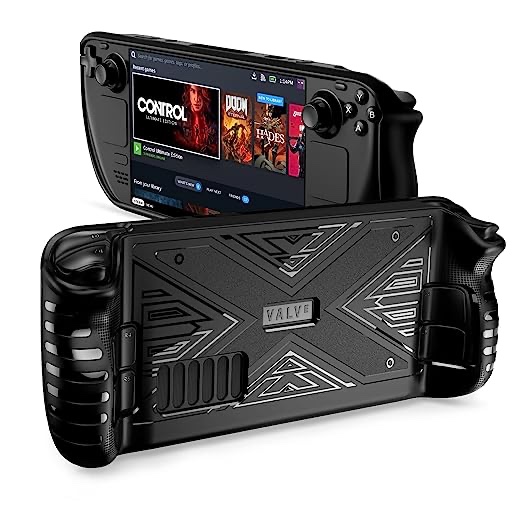 Case for Steam Deck, SENQAO TPU Protective Cover Case Compatible with Steam Deck, Shock-Absorption, Non-Slip and Anti-Scratch Design Cover Protector, Individuality Textured Accessories-Black