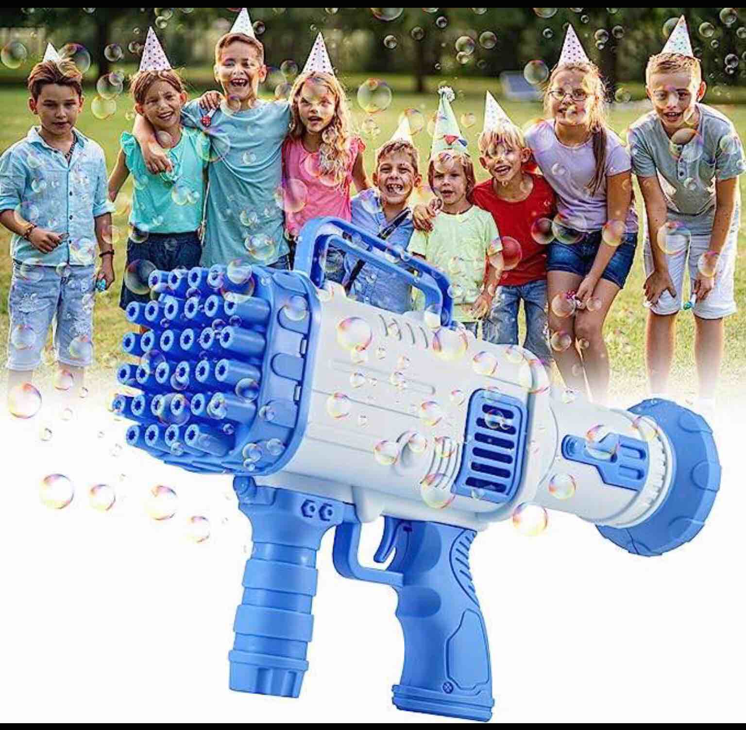 Outdoor Toys Bubble Machine Gun 2022 Upgrade Rocket Bubble Bazooka Gun with 32 Holes for Kids Birthday Party Or Wedding, Chirldrens Day Gift Summer Bubble Maker Toys for Boys Girl Age 3 4 5+ (Blue)
