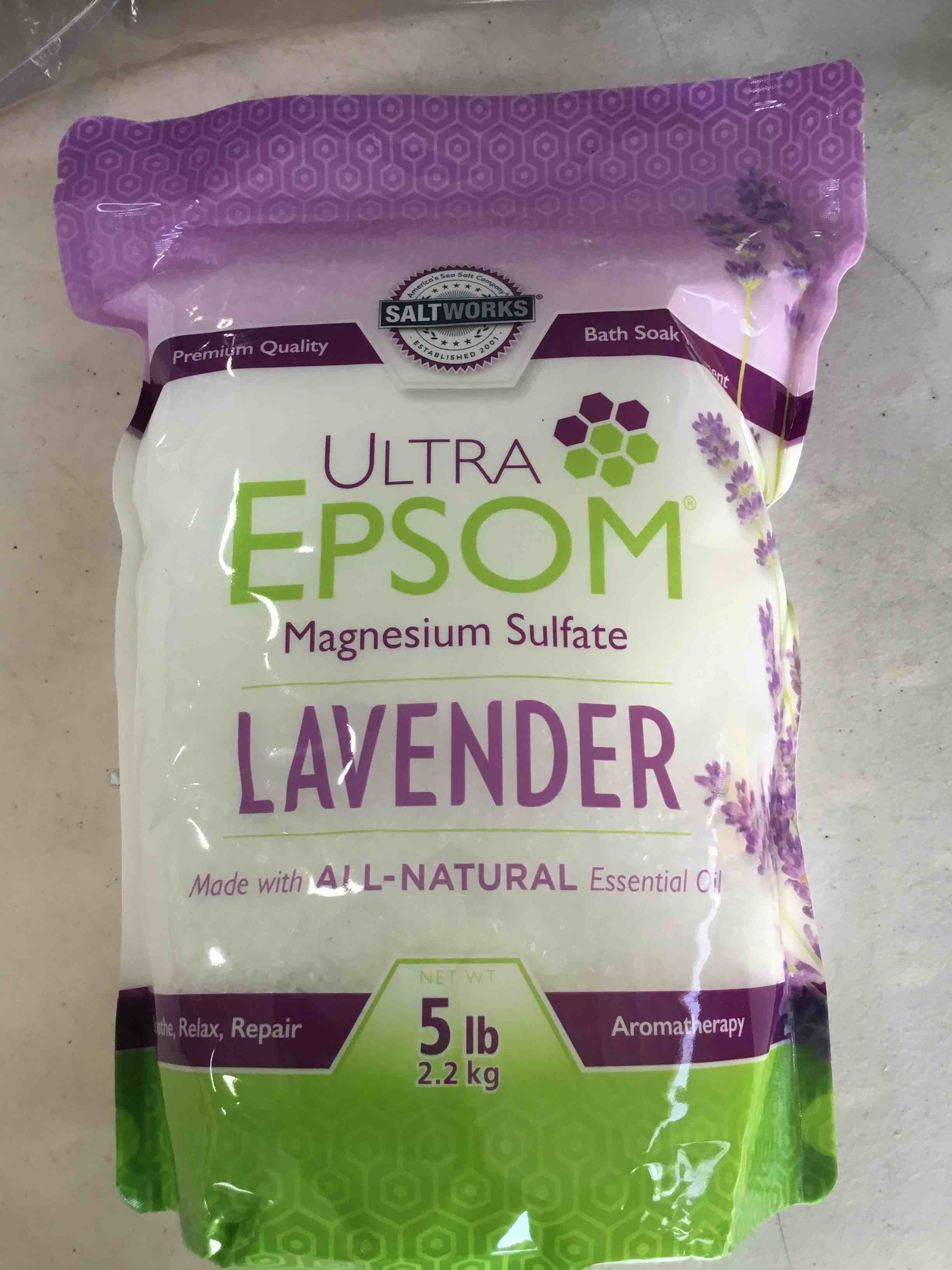 Ultra Epsom HG2475689 5 lbs Epson Salt Lavender Essential Oil