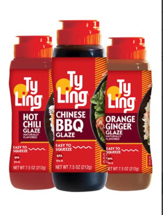 Ty Ling Chinese BBQ Glaze, Orange Ginger Glaze, Hot Chili Glaze 7.5oz 