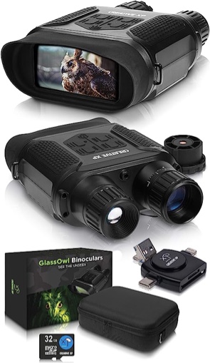 CREATIVE XP Digital Night Vision Binoculars for Complete Darkness + ED Spotting Scope with Tripod 20-60x80mm - GlassOwl Infrared Night Vision Goggles for Hunting, Spy, Monitoring, Surveillance