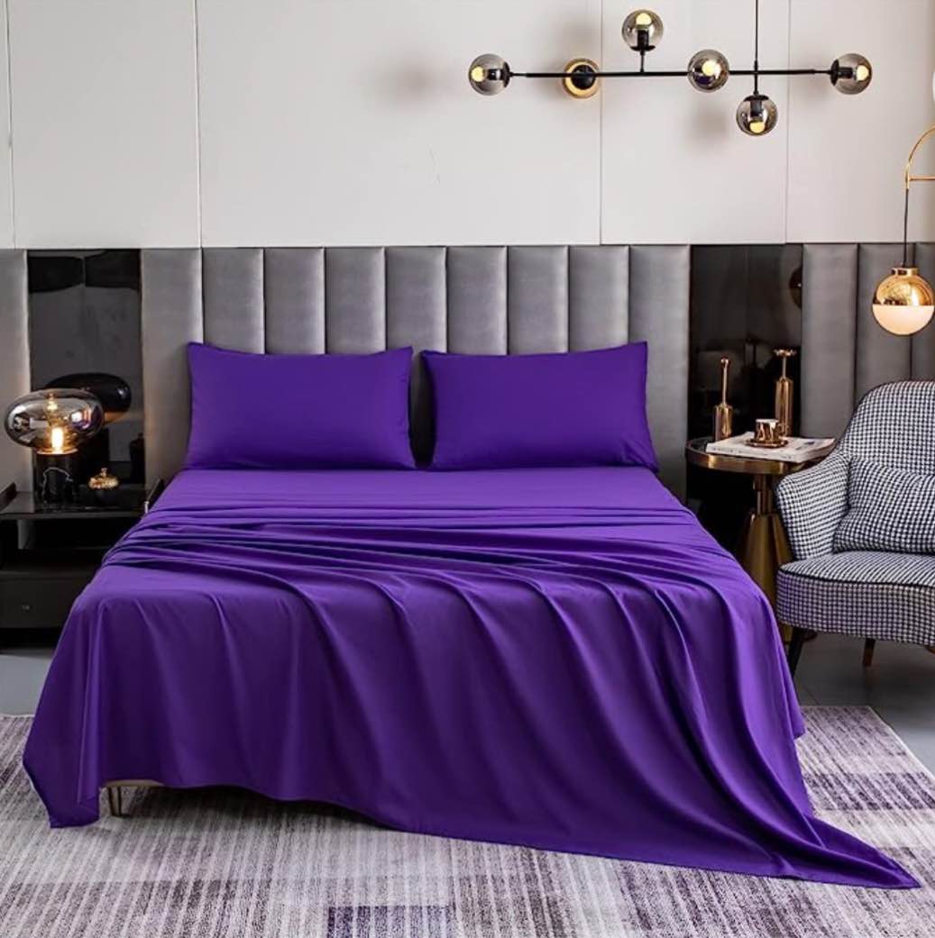 Bedlifes Twin Sheets Set- Ultra Soft Sheets-Luxury-Breathable-16 Deep Pocket- 1800 Thread Count Percale Egyptian Microfiber Bed Sheets Wrinkle, Fade and Stain Resistant Twin Size Purple 3 Pieces