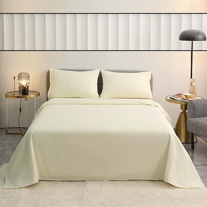 Cove Muse California King Beige Size Sheets Set 4 Pieces 