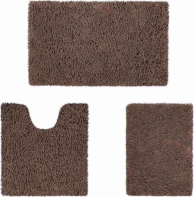 HOMEIDEAS 4 Pieces Bathroom Rugs Set Ultra Soft Non Slip and Absorbent Chenille Bath Rug