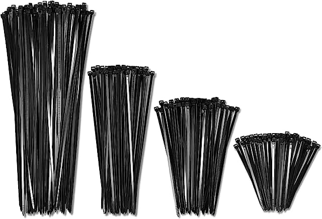 Cable Zip Ties,400 Pack Black Zip Ties Assorted Sizes 12+8+6+4 Inch,Multi-Purpose Self-Locking Nylon Cable Ties Cord Management Ties,Plastic Wire Ties for Home,Office,Garden,Workshop. By HAVE ME TD