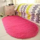 YOH Oval Soft Fluffy Shaggy Fur Area Rugs for Bedroom Bedside Couch Sofa Decor Plush Furry Floor Carpet Living Room Kids Girls Boys Room Dorm, 2.6’ x 5.3’ (Rose Red)
