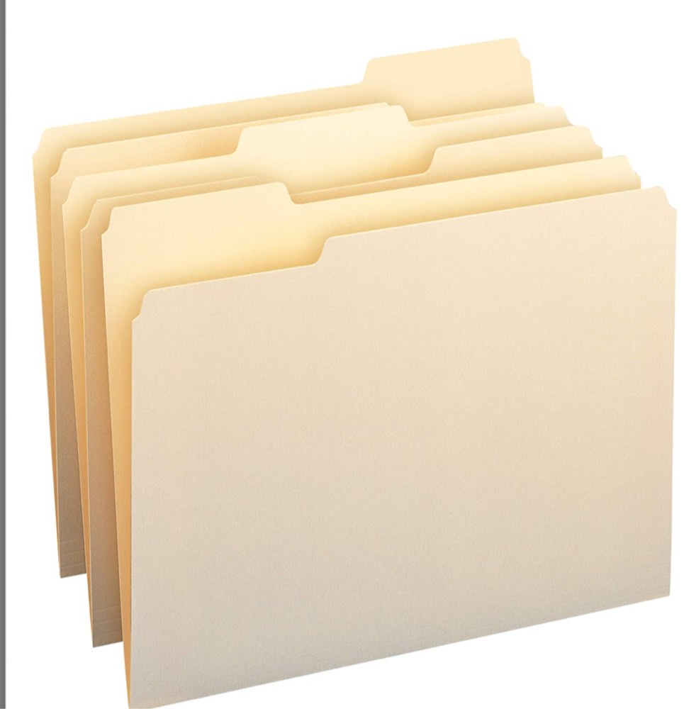 Staples File Folder, 1/3 Cut Tab, Letter Size, Manila, 100/Box (TR56675)