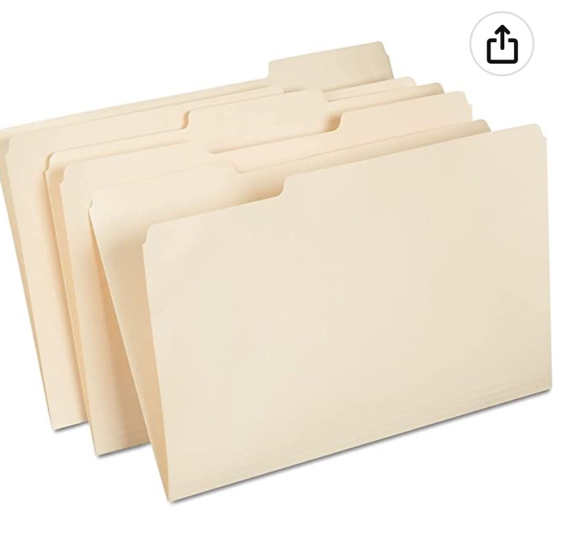 Staples Manila File Folders, Legal, 3 Tab, Assorted Position, 100/Box