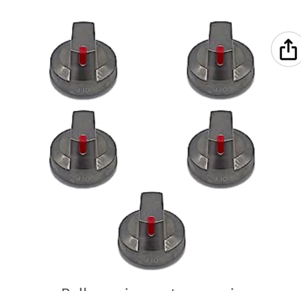 Maple Bay DG64-00473B Upgraded Black Stainless Samsung Oven Knob Replacement Parts, Range Stove Knobs Replacement, Compatible with Samsung NX58M6850SG, NX58J7750SG, NX58J5600SG, NX58K7850SG (5 Pack)