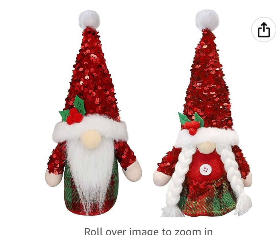 2PCS Christmas Gnomes Decoration Gnomes Plush Collectible Figurine Tomte Merry Christmas Santa Gnome Swedish Tomte Nisse Plush Doll for Decor Party Gifts