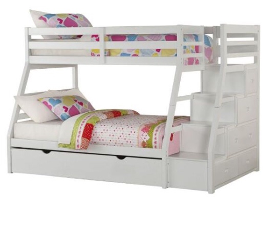 37105hf Acme Furniture Jason White Bunk Bed And Trundle