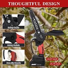MinXXue Mini Chainsaw, 6-Inch Brushless Cordless Chainsaw, 2Pcs 24V Rechargeable Battery Powered, One-Hand Use with Safety Lock, Handheld Electric Chain Saw for Tree trimming Branch Wood Cutting