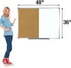 Magnetic Dry Erase, Cork Combo Board 36x48, Aluminum Frame