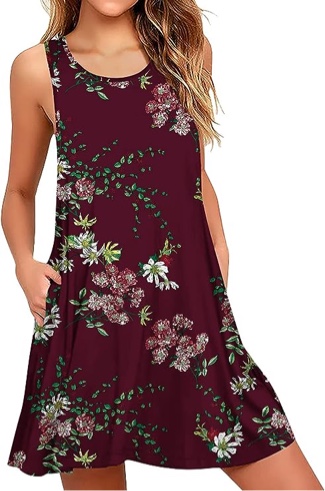 Size XL PrinStory Womens Swimwear Cover Up Summer Beach Dresses Casual Loose Sleeveless Tank Dress with Pockets