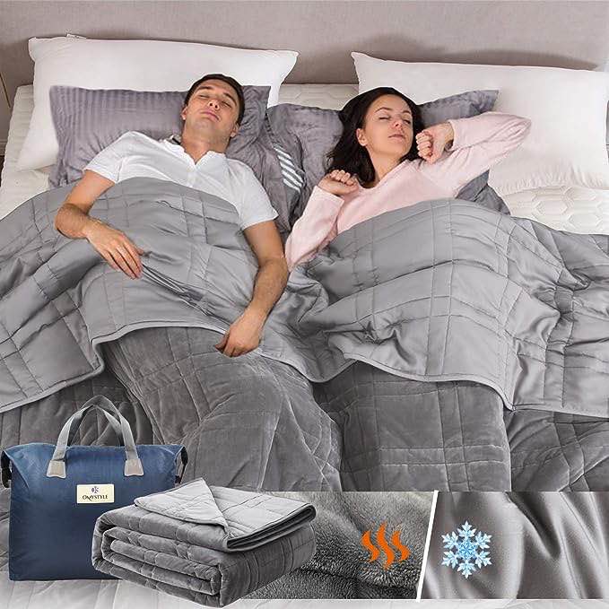 Reversible Weighted Blanket King Size 25lbs(88''x104'', All Season Use), Warm Short Plush and Cool Tencel Fabric Double-Sided Weighted Blanket California King Size for Couples - Carry Bag Included