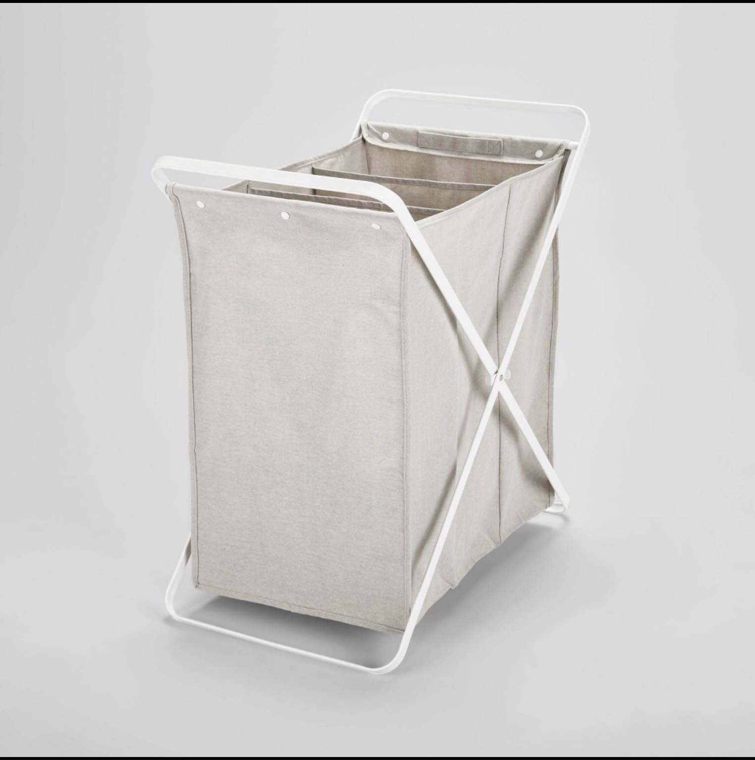 Folding X-Frame Triple Sorter Hamper Matte White - Brightroom™