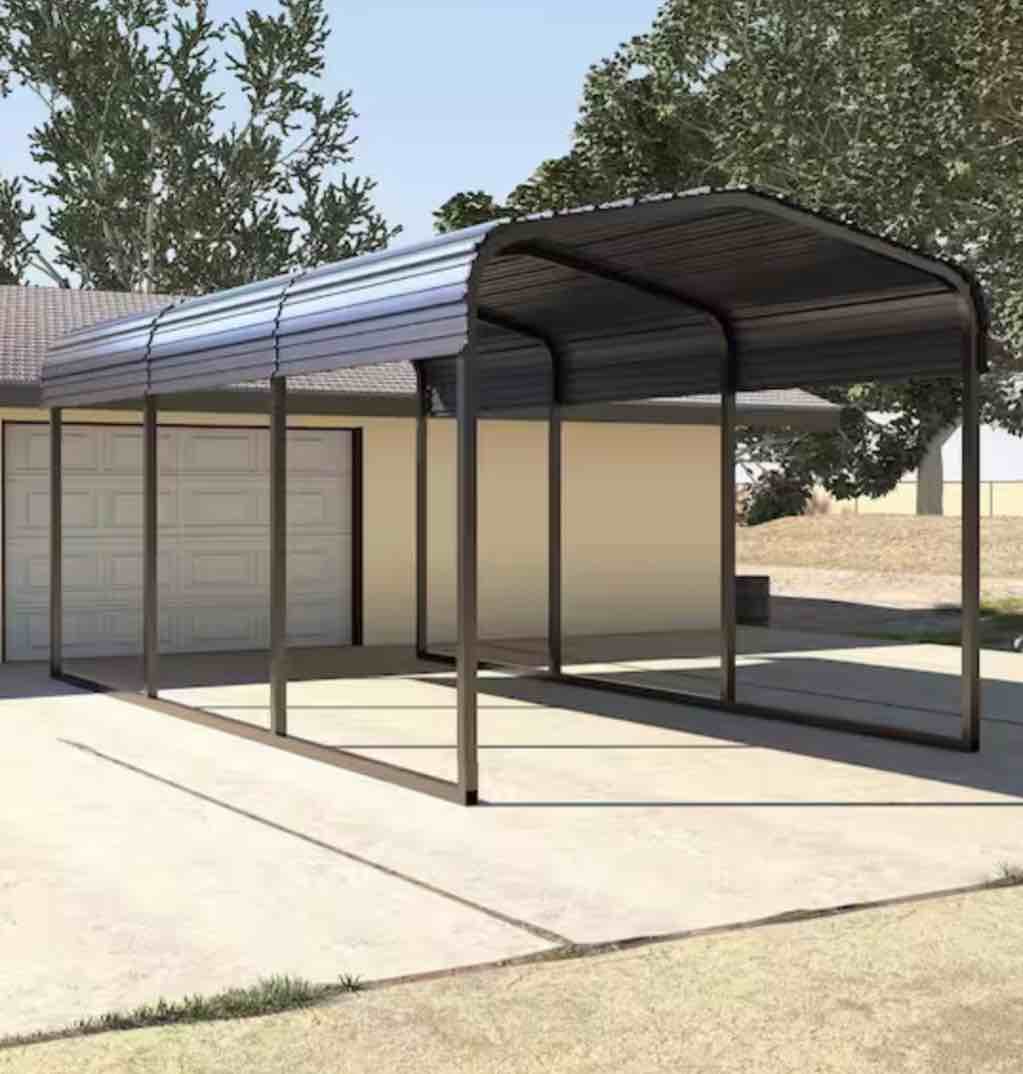 12 ft. W x 20 ft. D Grey Carport, Car Canopy and Shelter, incomplete box 1 of 5