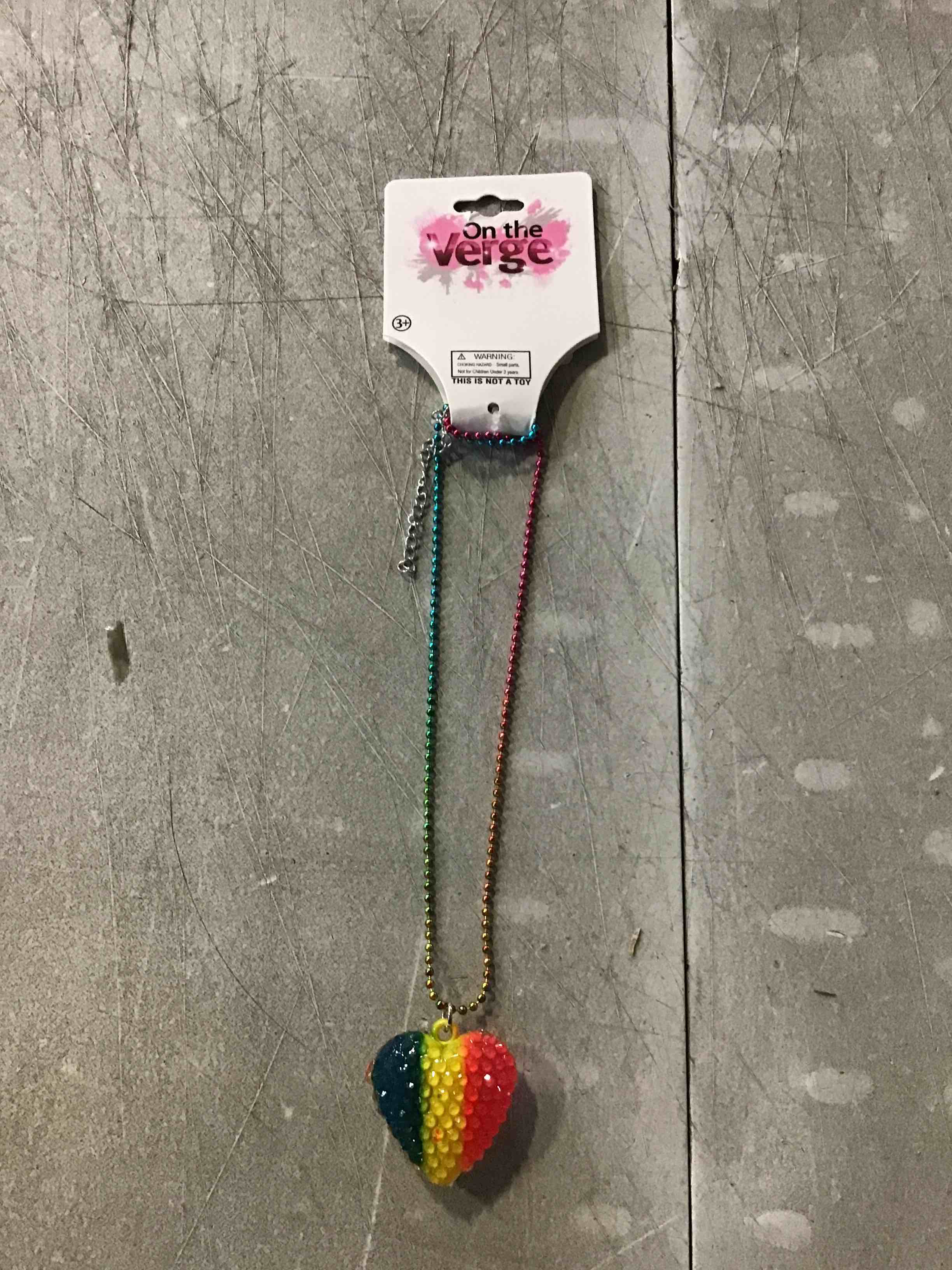 Cases 144 On The Verge Girls Rainbow Heart Necklace-No Size,MULTI