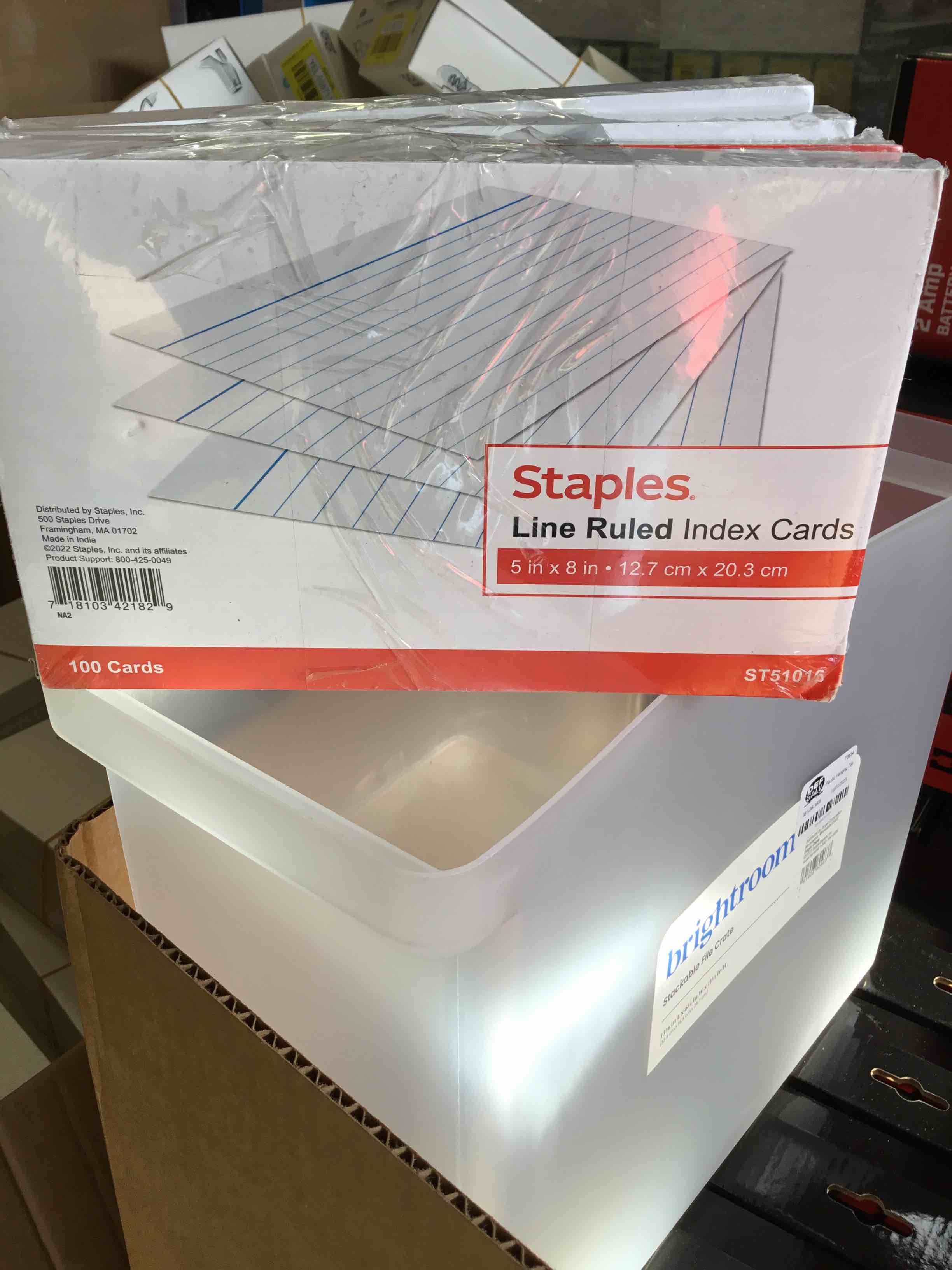 staples line ruled index cards 5 in x 8 in .12.7cm x 20.3cm