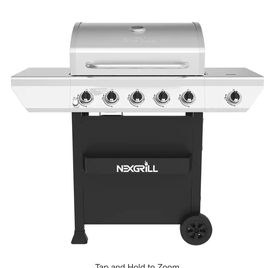 5-Burner Propane Gas Grill in Stainless Steel with Side Burner and Condiment Rack