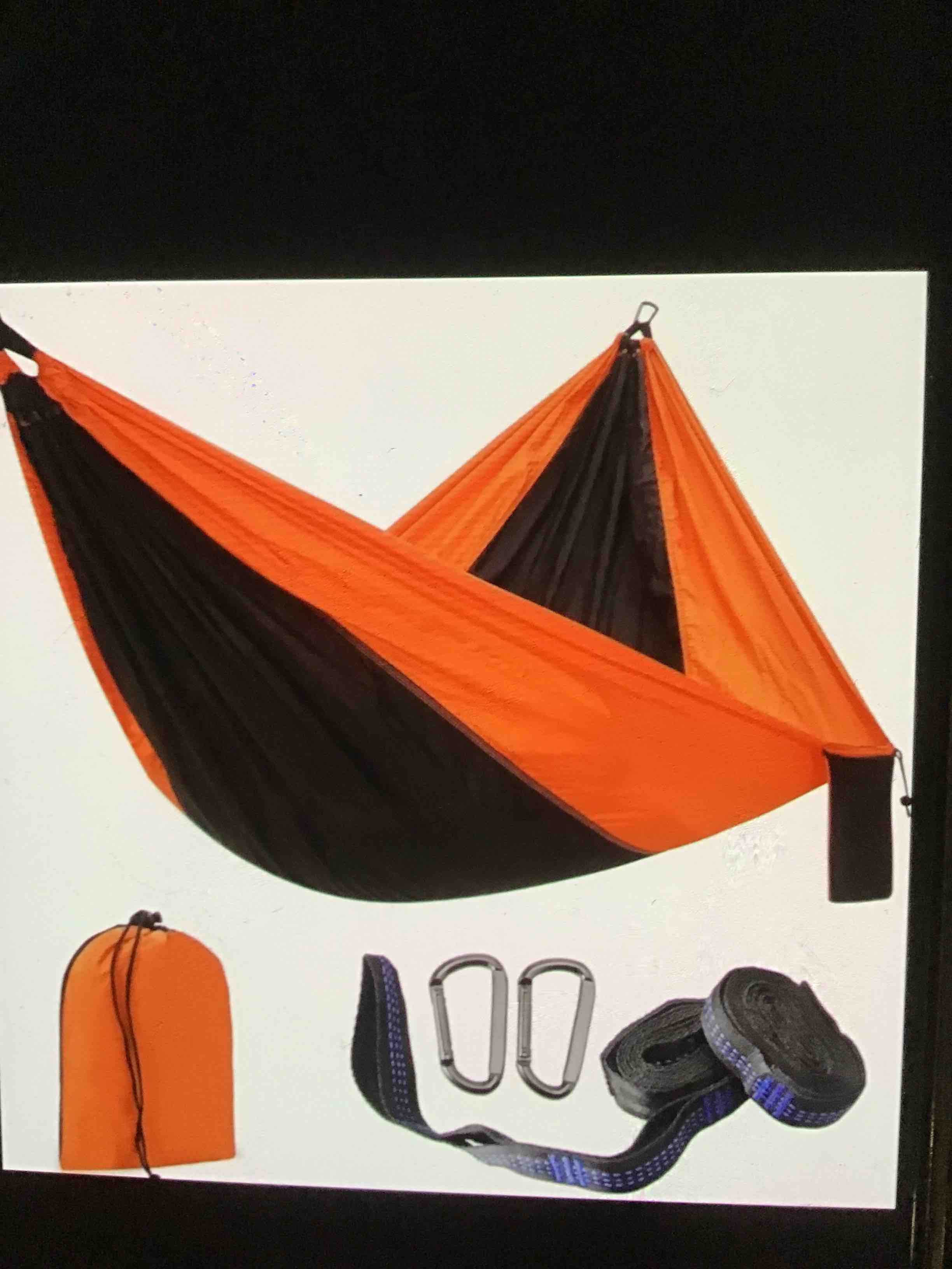Camping Hammock Double&Single Portable Hammocks with 2 Tree Straps,Great for Hiking,Backpacking,Hunting,Outdoor,Beach,Camping (Color : Orange+Black, Size : 275 * 140cm)