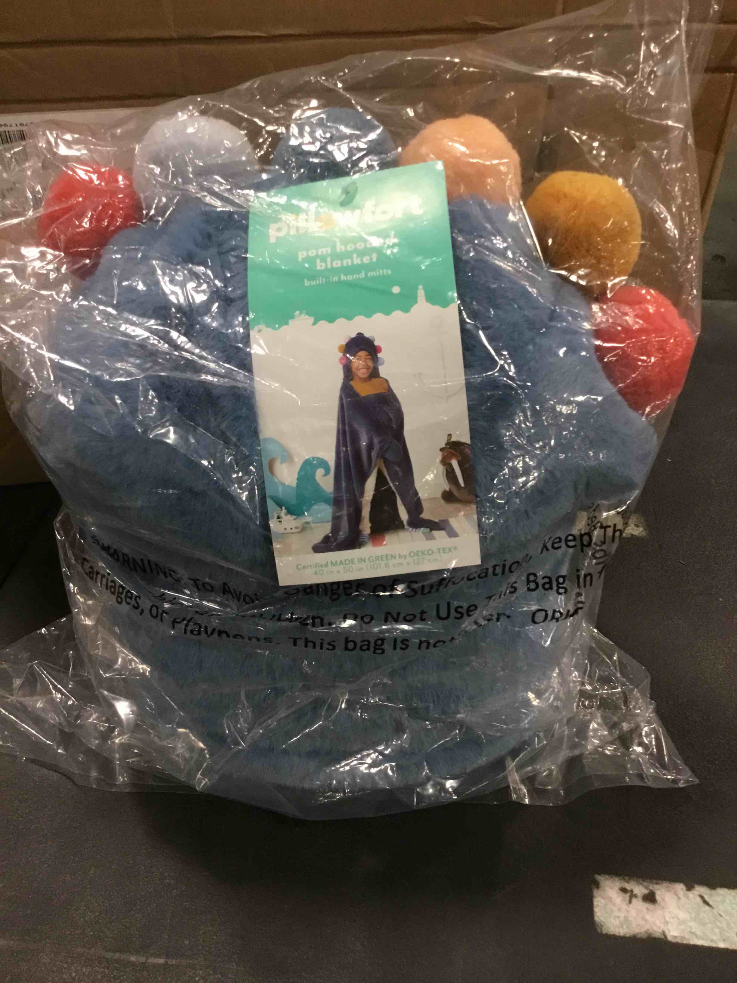 Pom Kids' Hooded Blanket Blue Pillowfort™