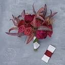 TINGE TIME 9 Inch Wedding Bouquets for Bride, Artificial Flower Cascading Bridal Bouquet for Wedding Ceremony Anniversary, Bridal Shower, Party and French Rustic Vintage Wedding (Rose Red)