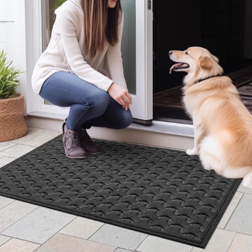 DEXI Door Mat Outdoor Entrance Doormat Heavy Duty Floor Rug, Waterproof Low-Profile,Charcoal 3’x2’