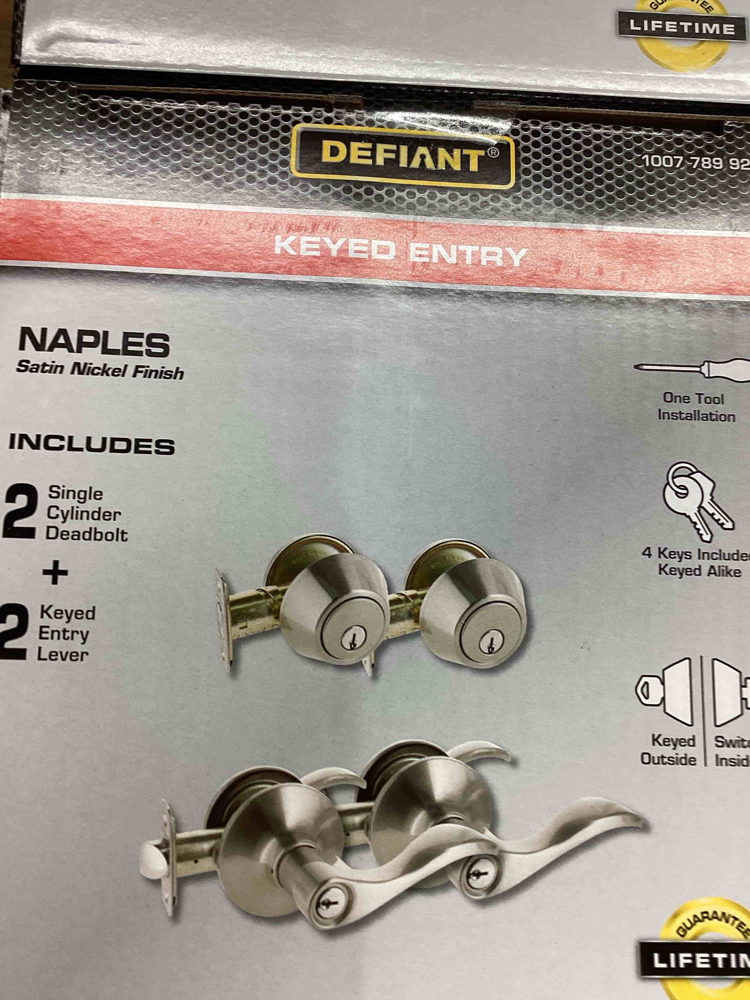 Defiant Naples Satin Nickel Single Cylinder Project Pack (3 pack)