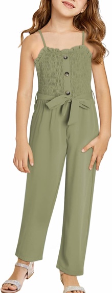 blibean Tween Girls Summer Rompers Casual Jumpsuits Size 8-15 Years Old (10Y-11Y)XL A Olive