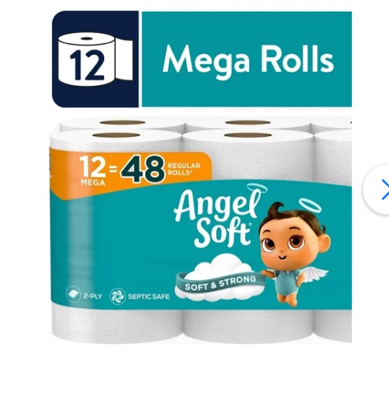 Angel Soft Toilet Paper, 12 Mega Rolls
