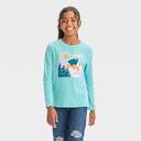 Girls' Long Sleeve 'Mountains' Graphic T-Shirt - Cat & Jack™ Aqua Blue  M  pack of case 12/2